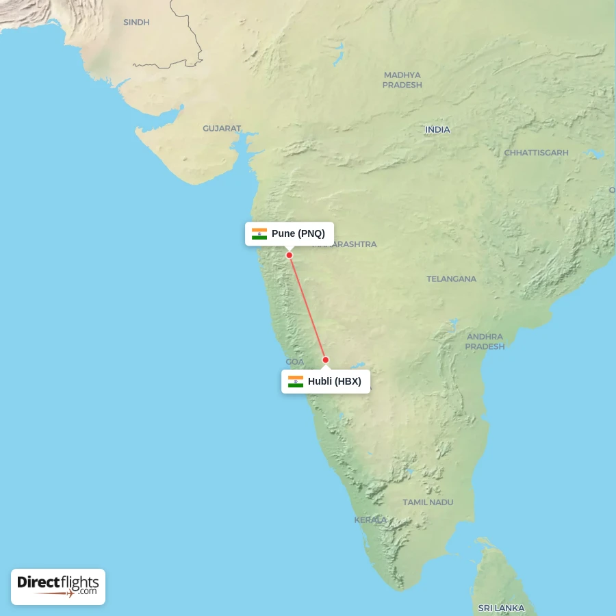 HBX - PNQ route map
