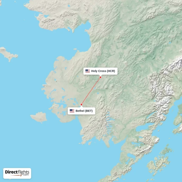 Holy Cross - Bethel direct flight map