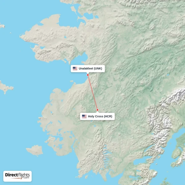 Holy Cross - Unalakleet direct flight map