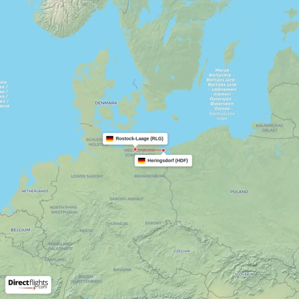 Heringsdorf - Rostock-Laage direct flight map