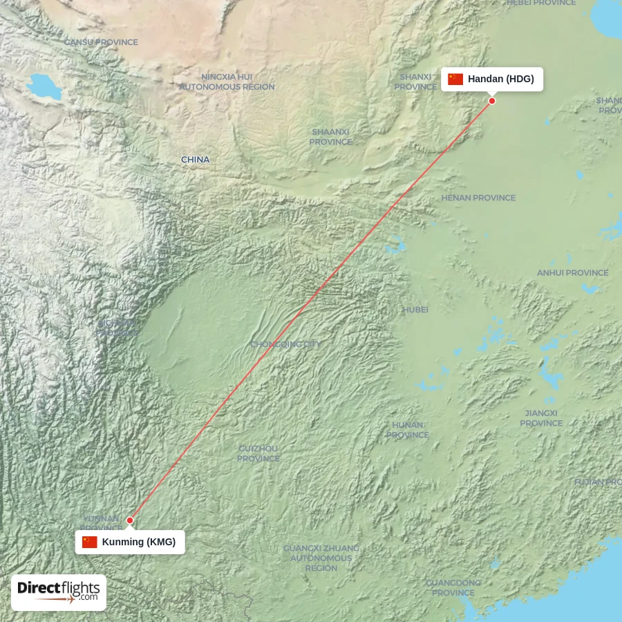 HDG - KMG route map