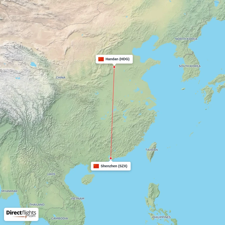 HDG - SZX route map