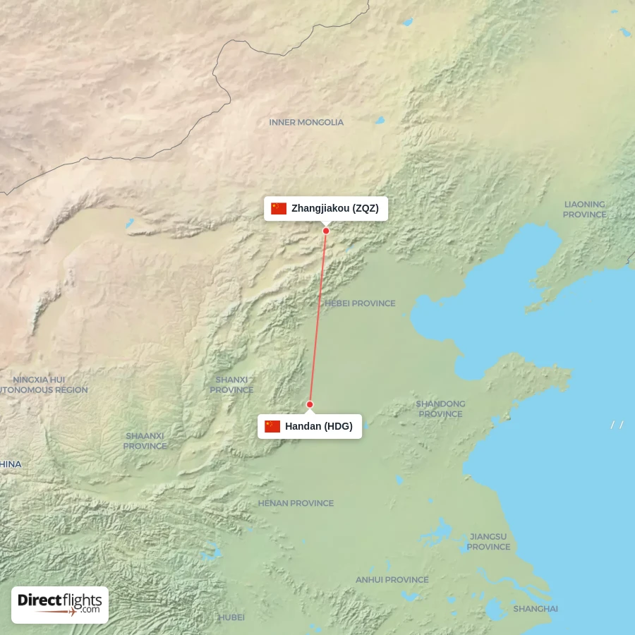HDG - ZQZ route map