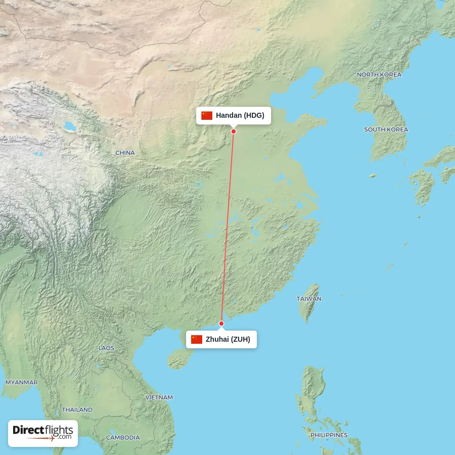 HDG - ZUH route map