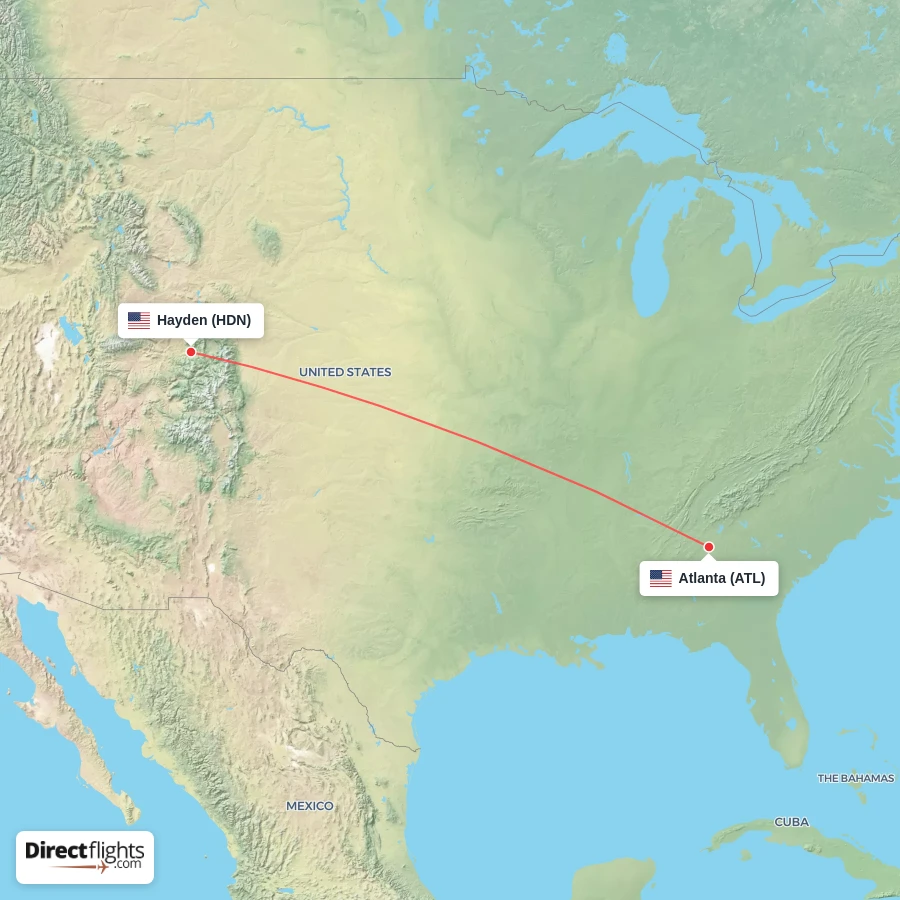 HDN - ATL route map