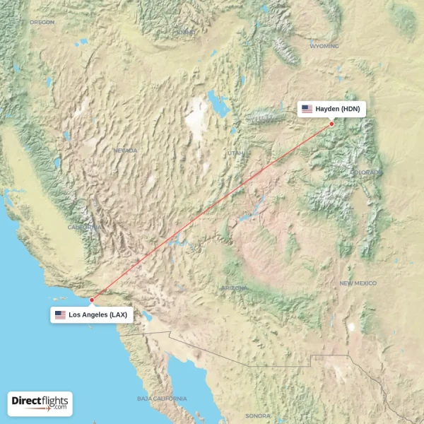 Hayden - Los Angeles direct flight map