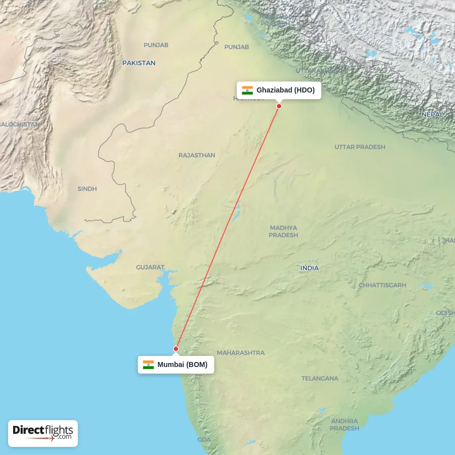 HDO - BOM route map