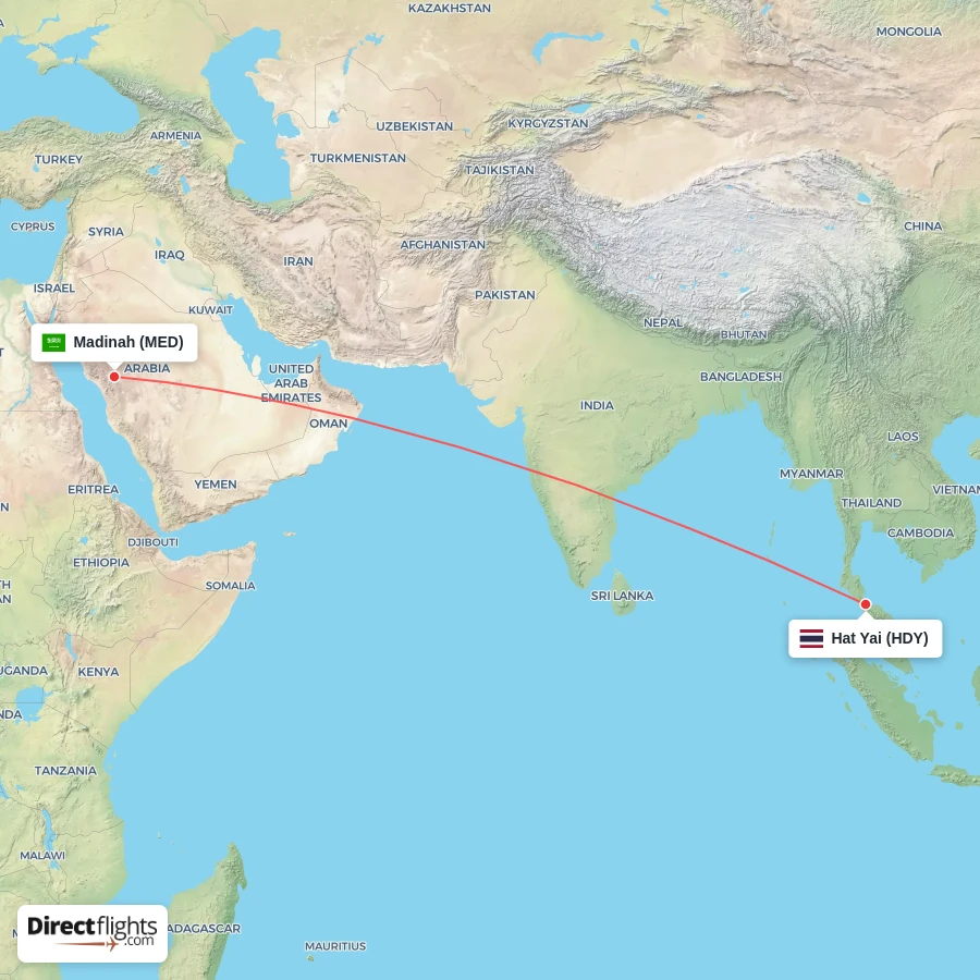 HDY - MED route map