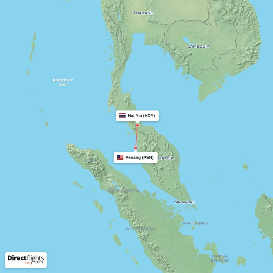 HDY - PEN route map