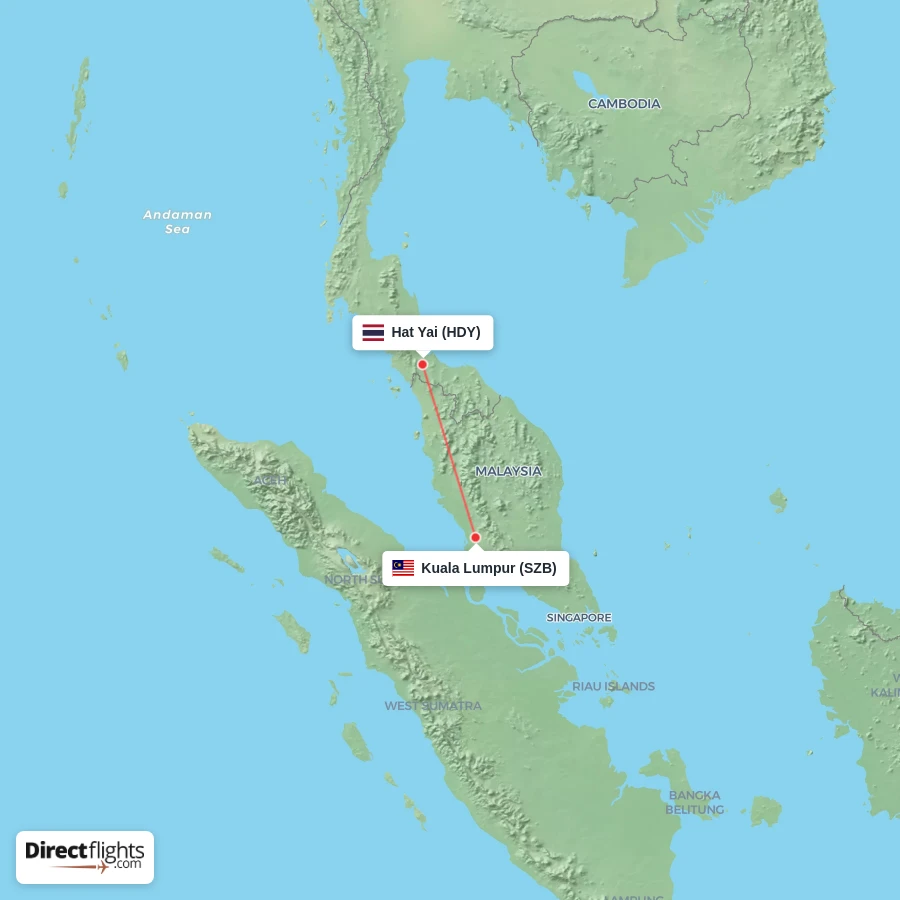 HDY - SZB route map