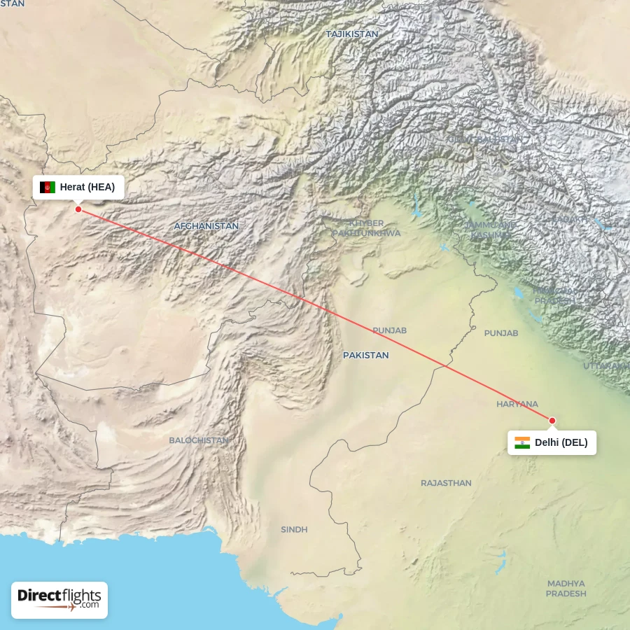 HEA - DEL route map
