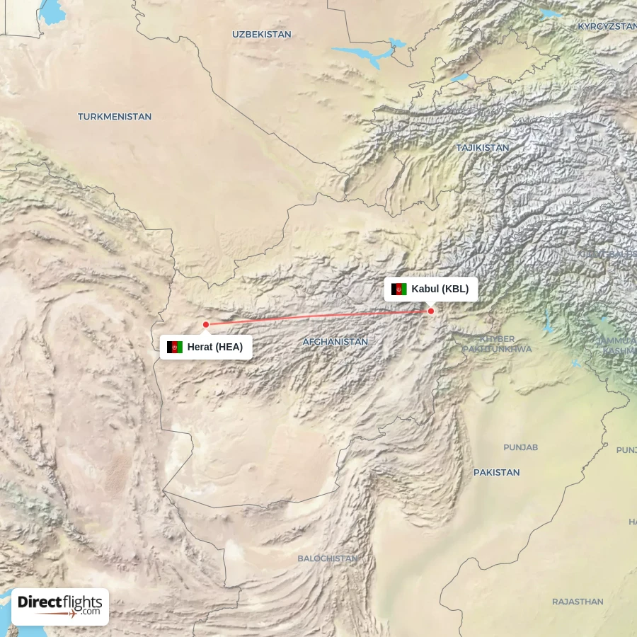 HEA - KBL route map