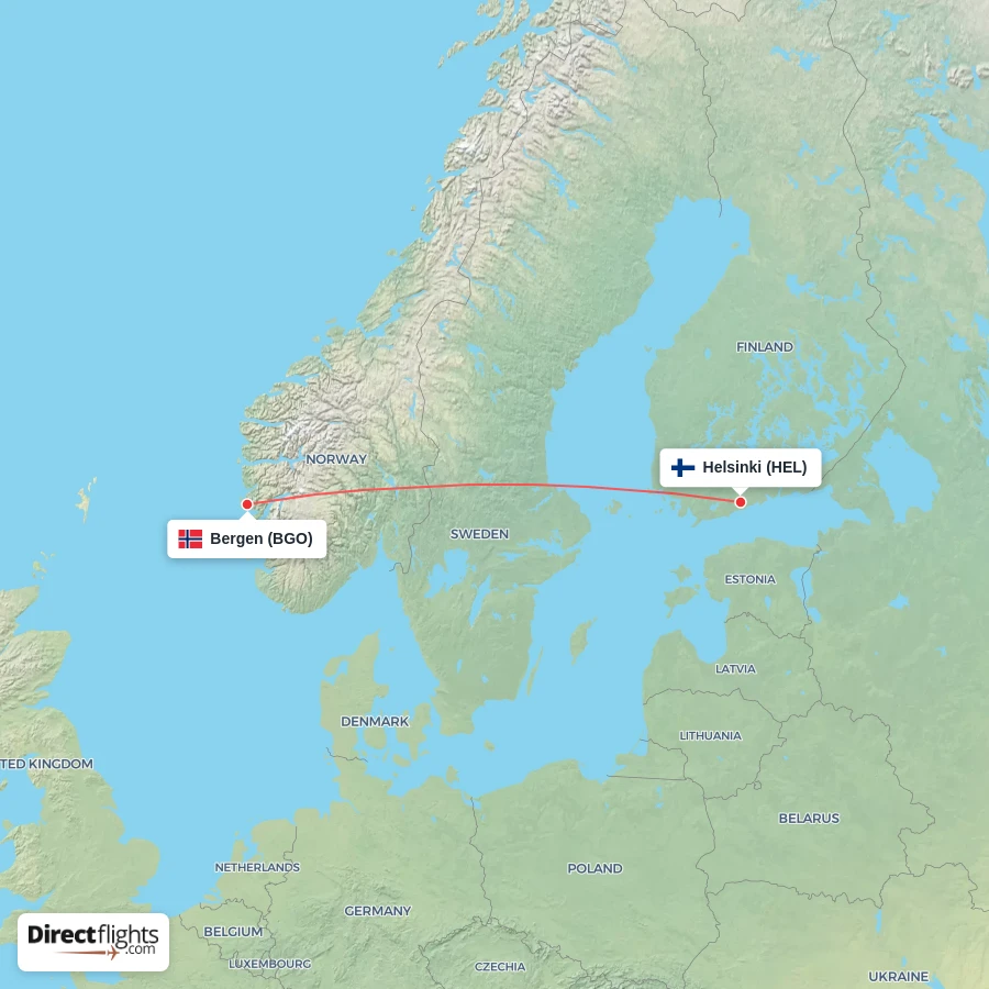 HEL - BGO route map