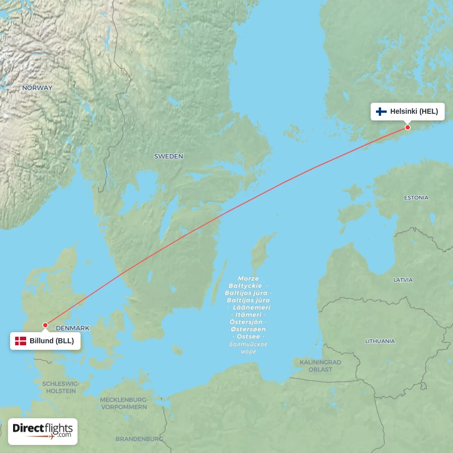 HEL - BLL route map