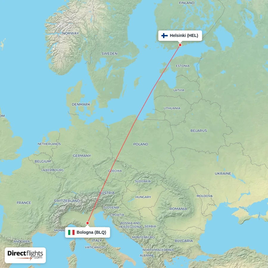 HEL - BLQ route map