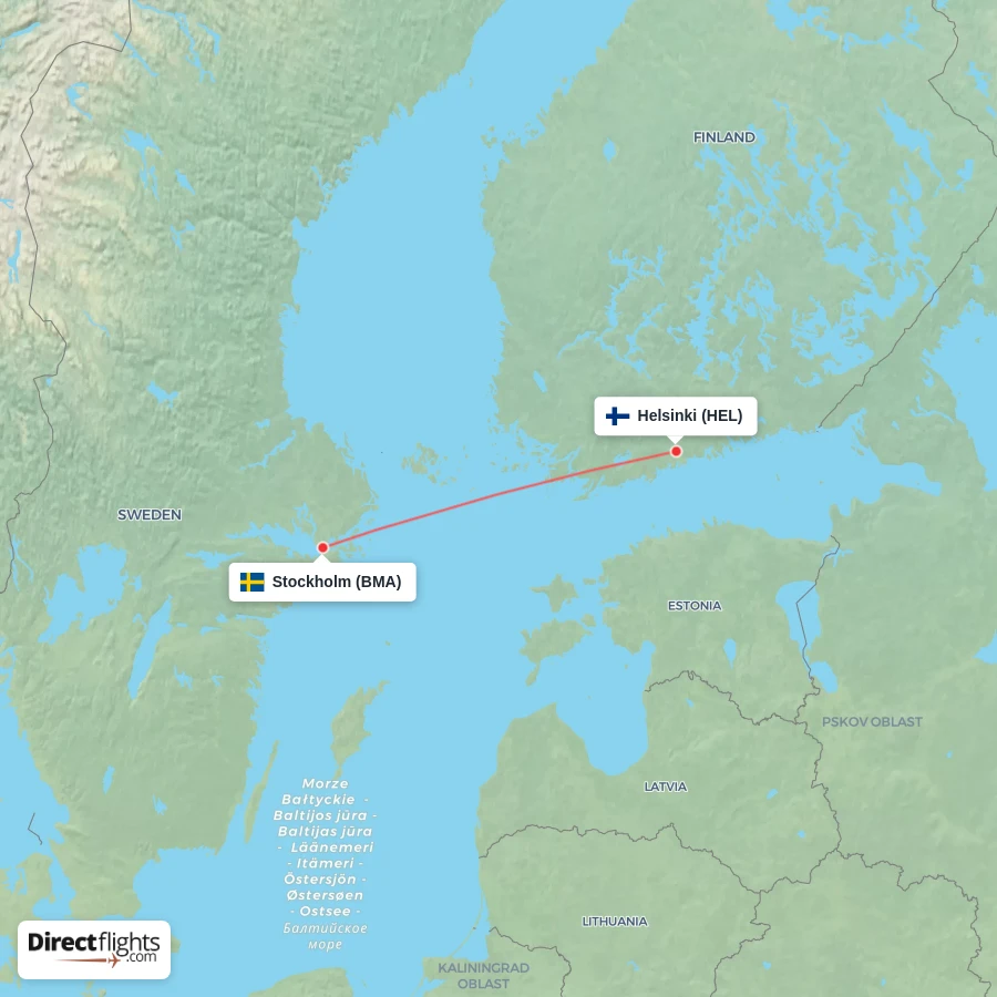 HEL - BMA route map