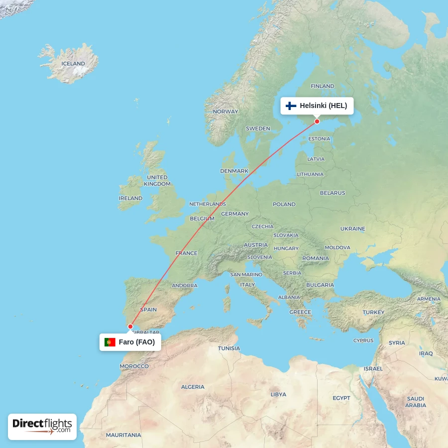 HEL - FAO route map