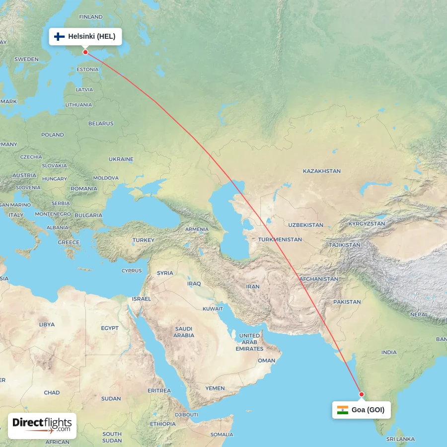 HEL - GOI route map
