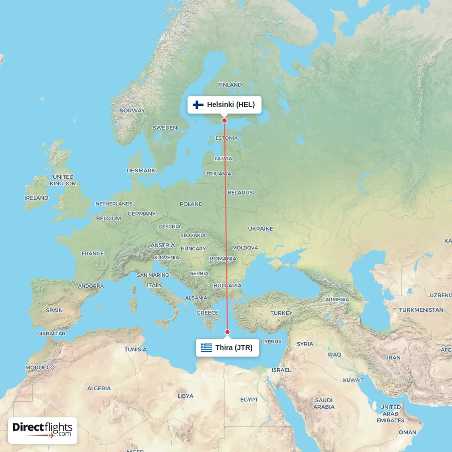 HEL - JTR route map
