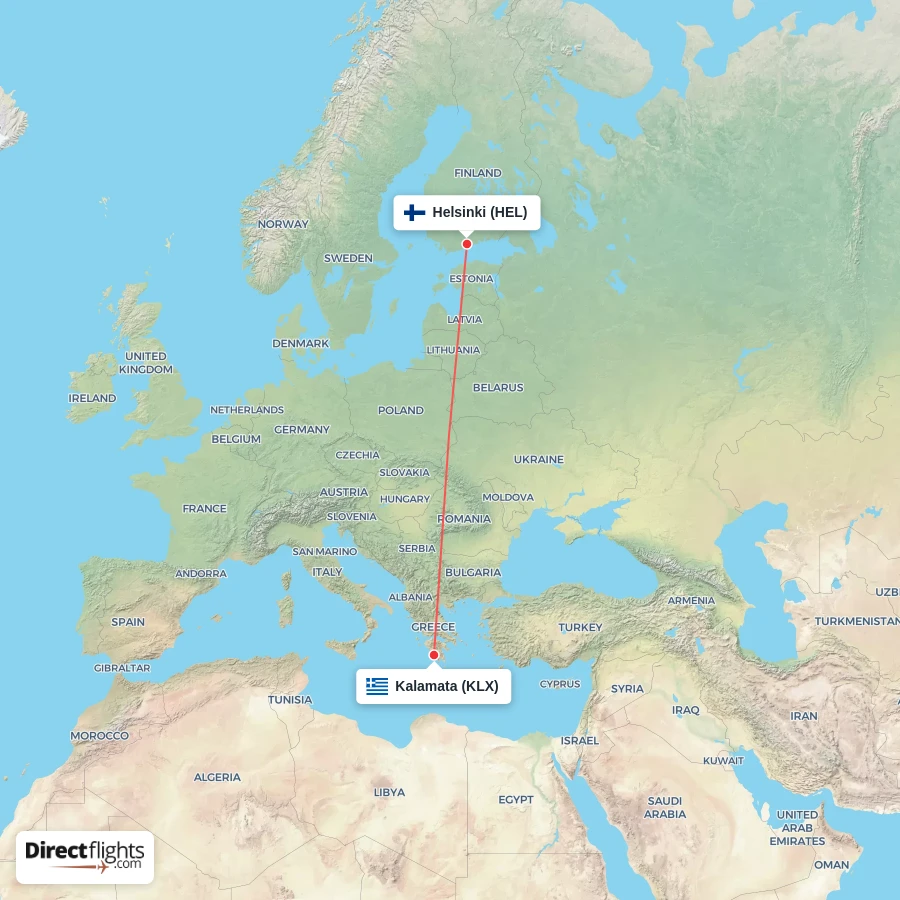 HEL - KLX route map