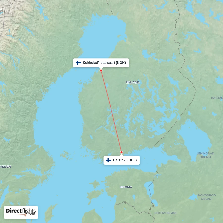 HEL - KOK route map