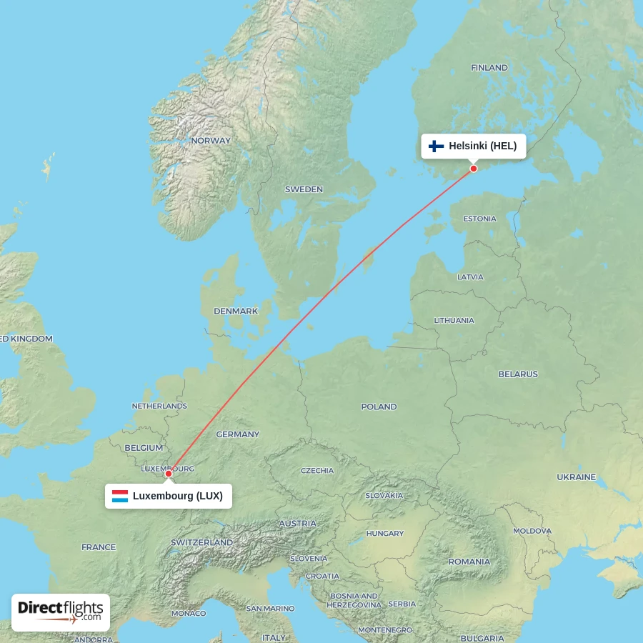 HEL - LUX route map