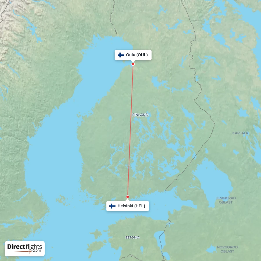 HEL - OUL route map