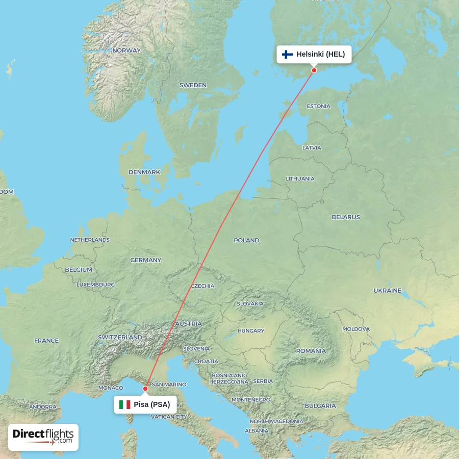 HEL - PSA route map