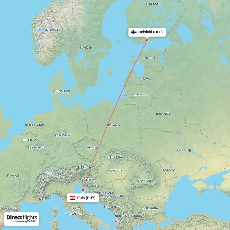 HEL - PUY route map