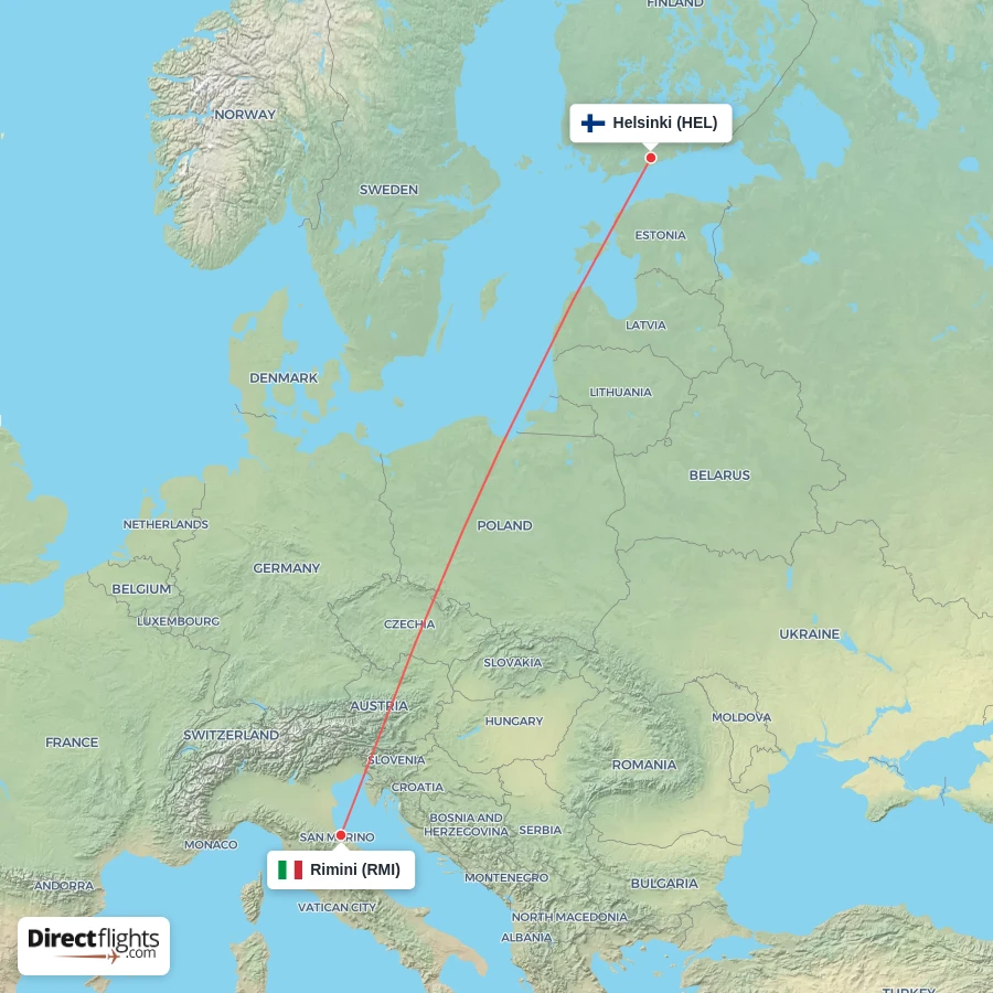 HEL - RMI route map
