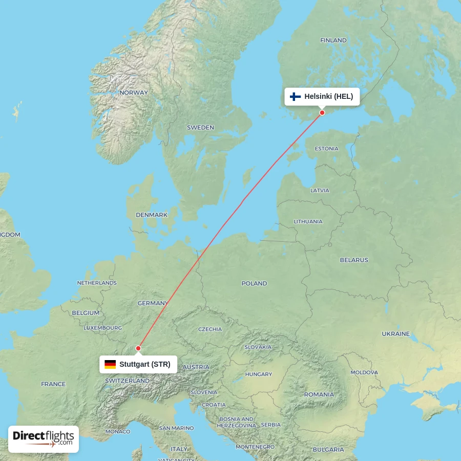 HEL - STR route map