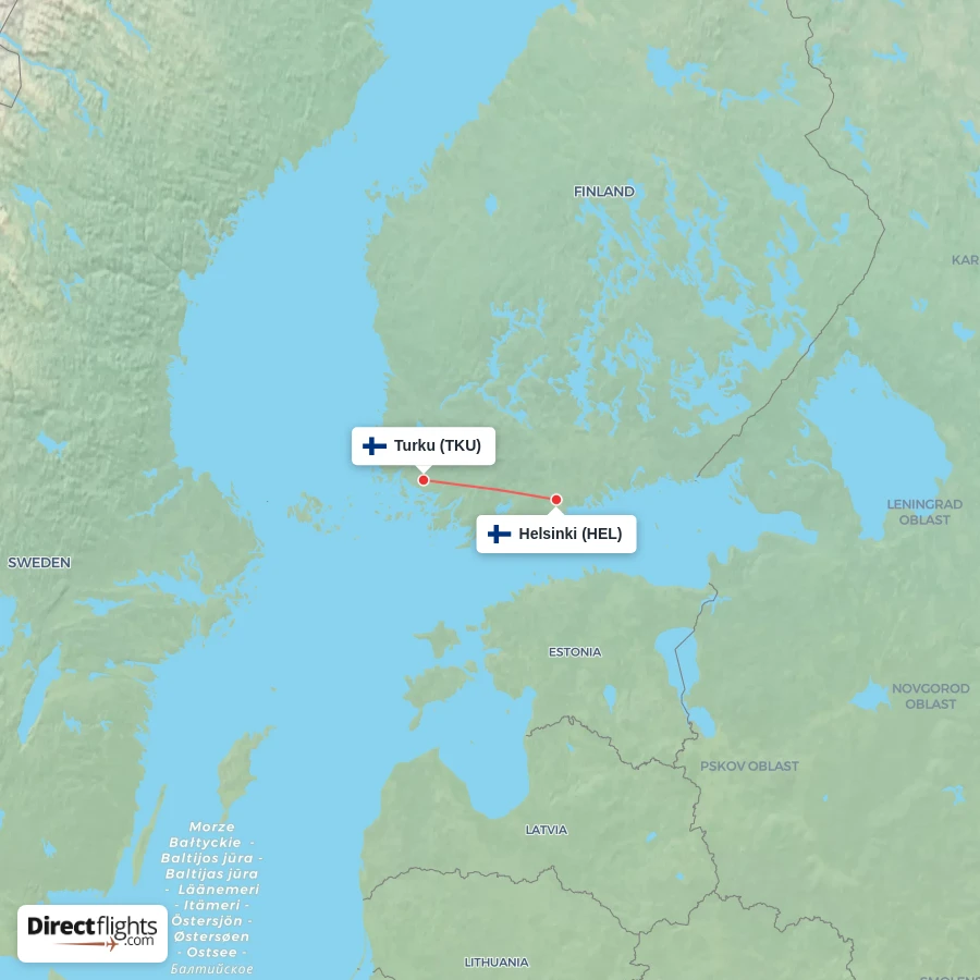HEL - TKU route map