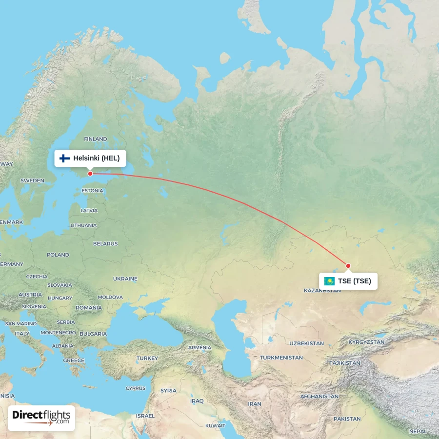 HEL - TSE route map