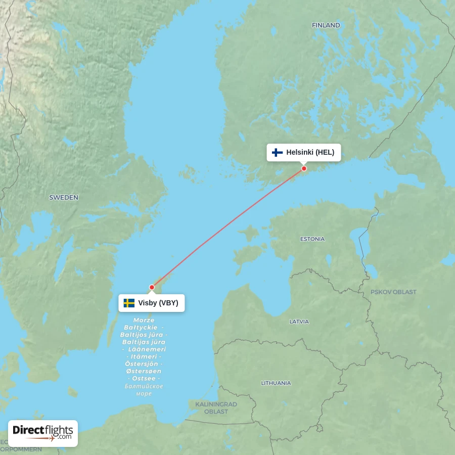 HEL - VBY route map