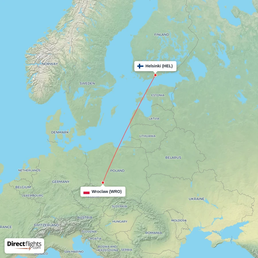 HEL - WRO route map