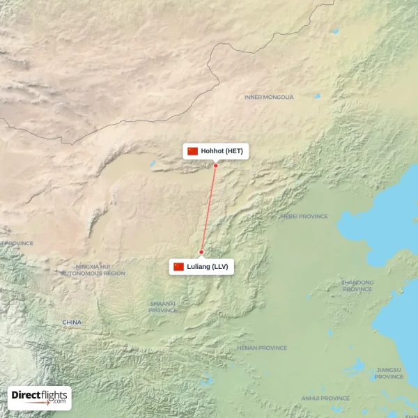 Hohhot - Luliang direct flight map