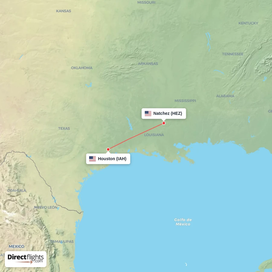 HEZ - IAH route map