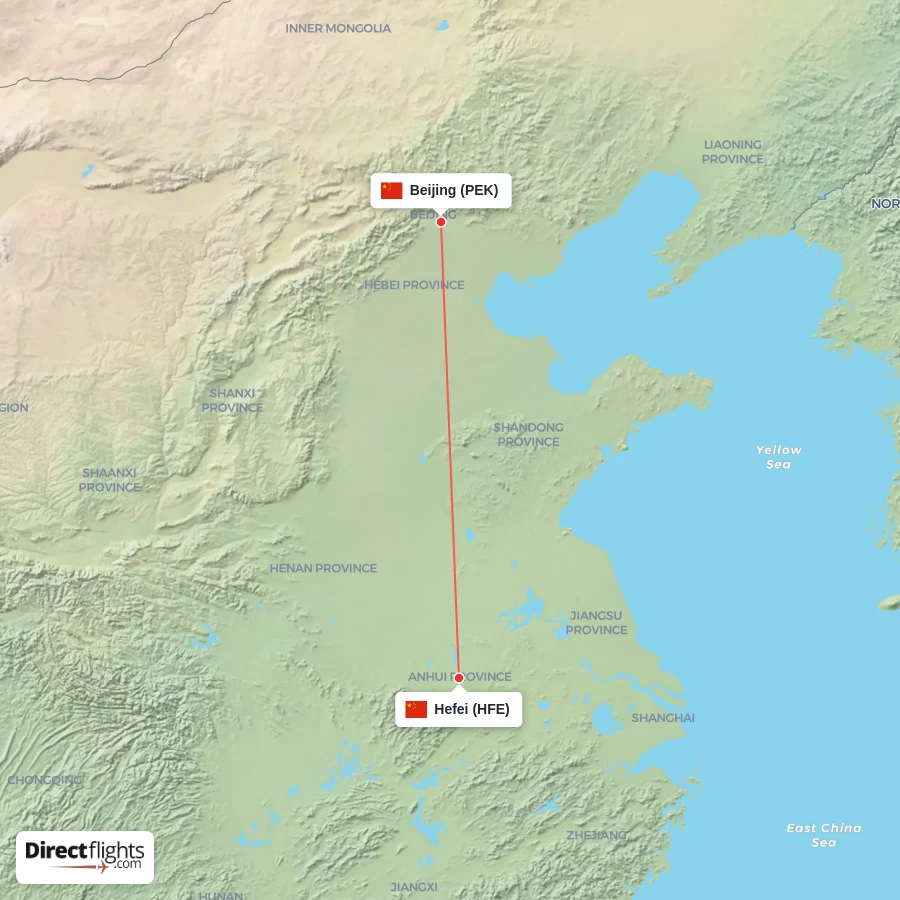 HFE - PEK route map