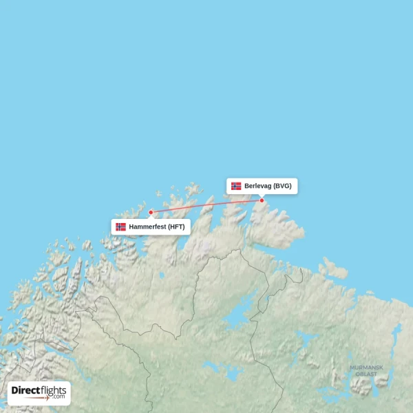Hammerfest - Berlevag direct flight map