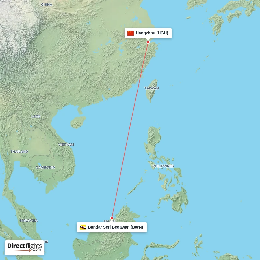 HGH - BWN route map