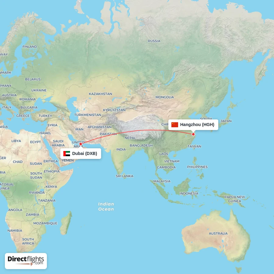 HGH - DXB route map