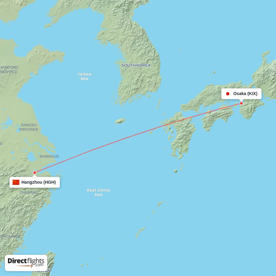 HGH - KIX route map