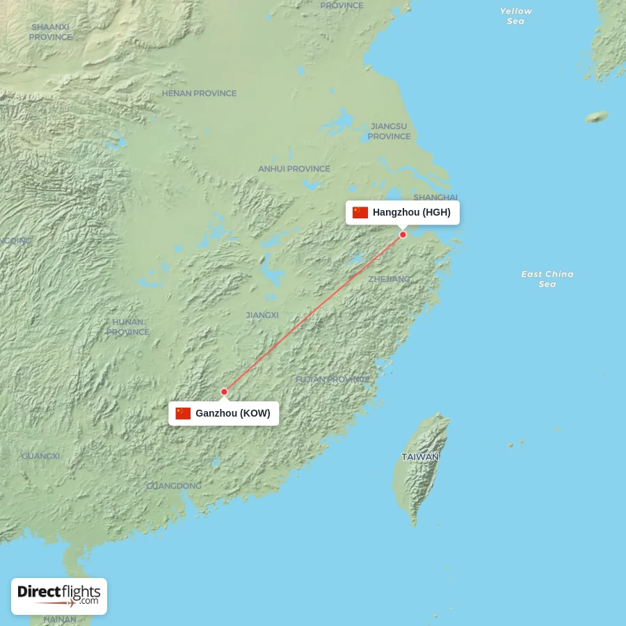 HGH - KOW route map