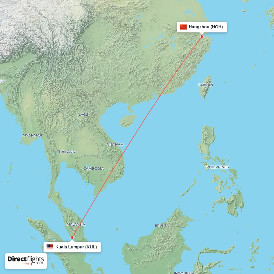 HGH - KUL route map