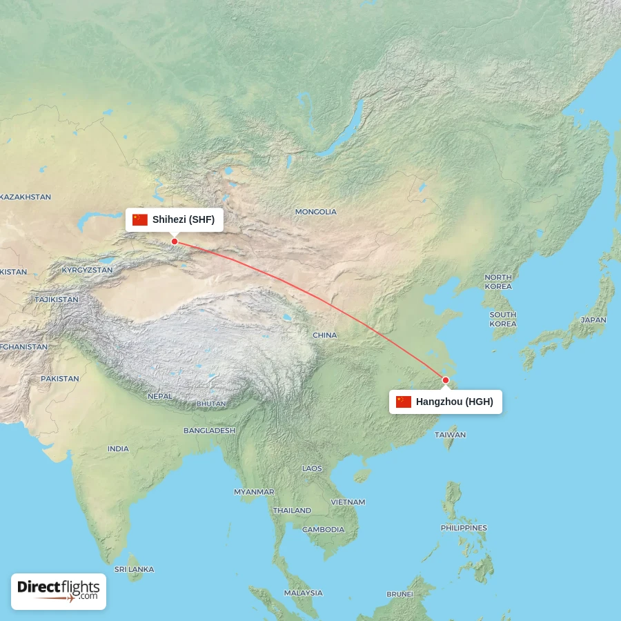 HGH - SHF route map