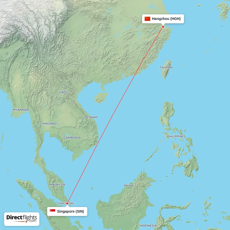 HGH - SIN route map