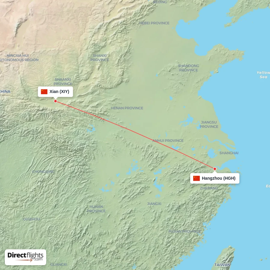 HGH - XIY route map