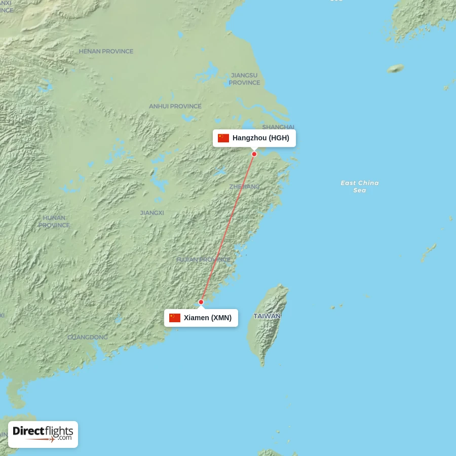 HGH - XMN route map