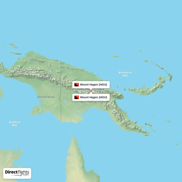 Mount Hagen - Mount Hagen direct flight map