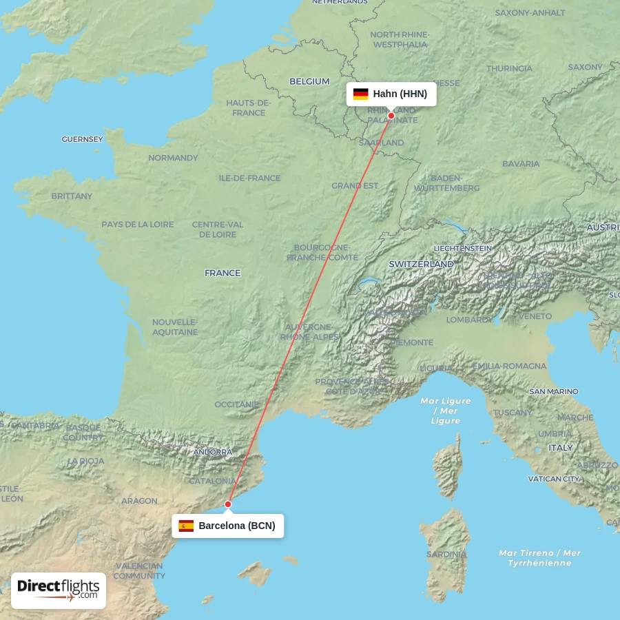 HHN - BCN route map